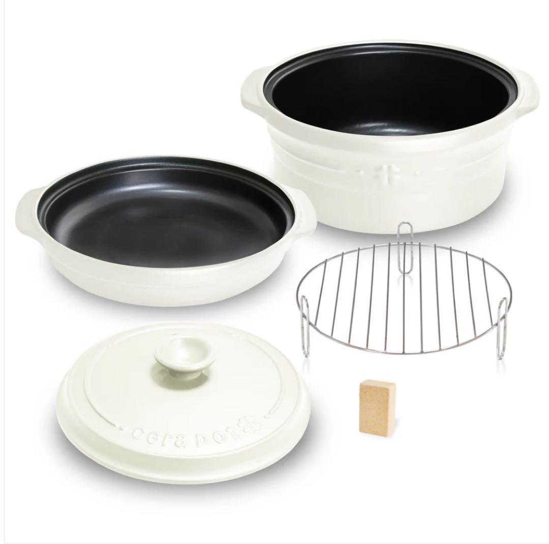 M1494 【未使用】セラポット オフホワイト 26cm 5点セット