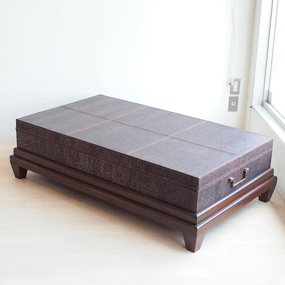 クロコダイル型押し 収納付きテーブル トランク 大型 検索/HALO KARE