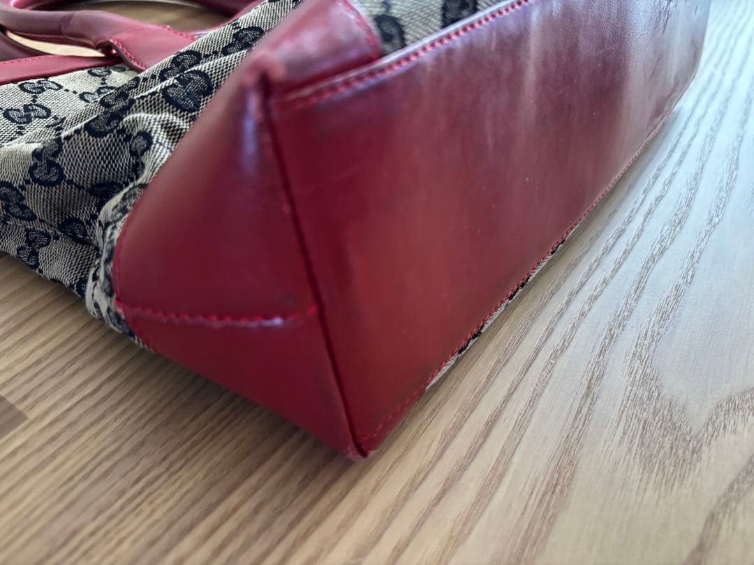 GUCCI グッチ GGキャンバス レザー トートバッグ 赤　002 1119