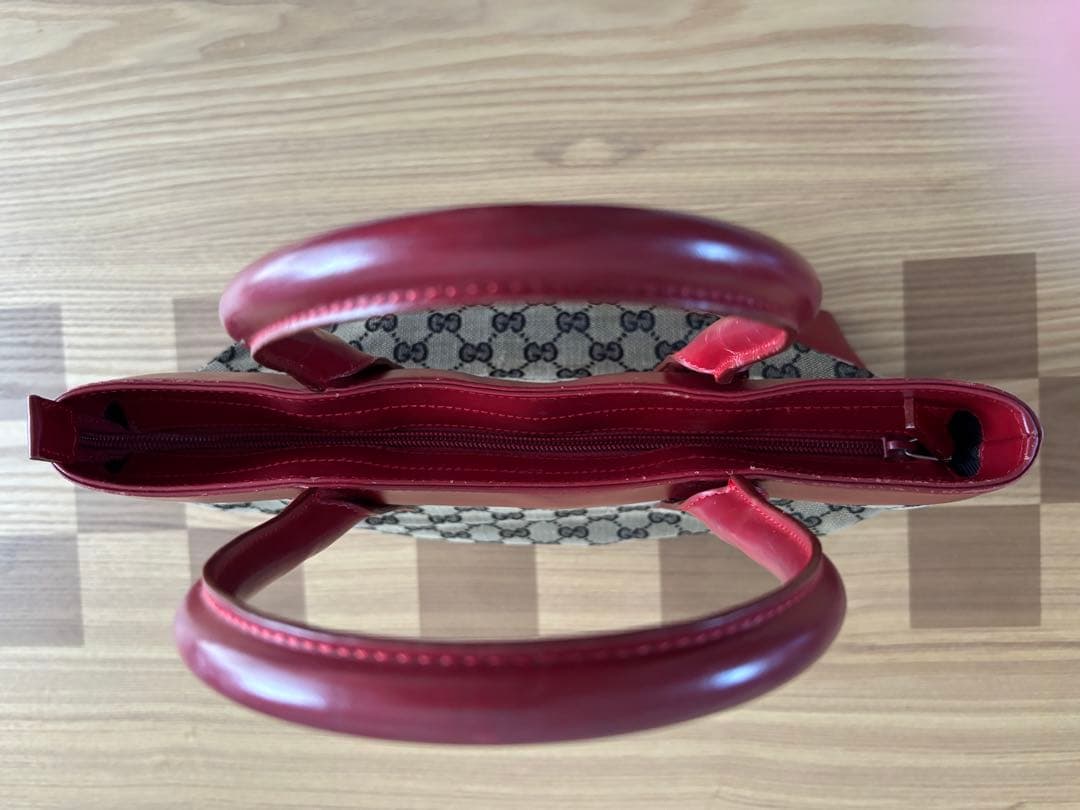 GUCCI グッチ GGキャンバス レザー トートバッグ 赤　002 1119