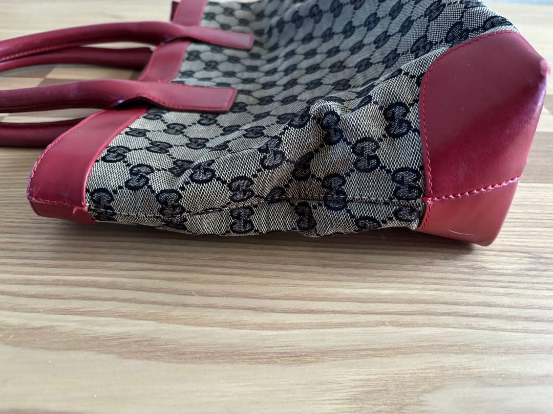GUCCI グッチ GGキャンバス レザー トートバッグ 赤　002 1119