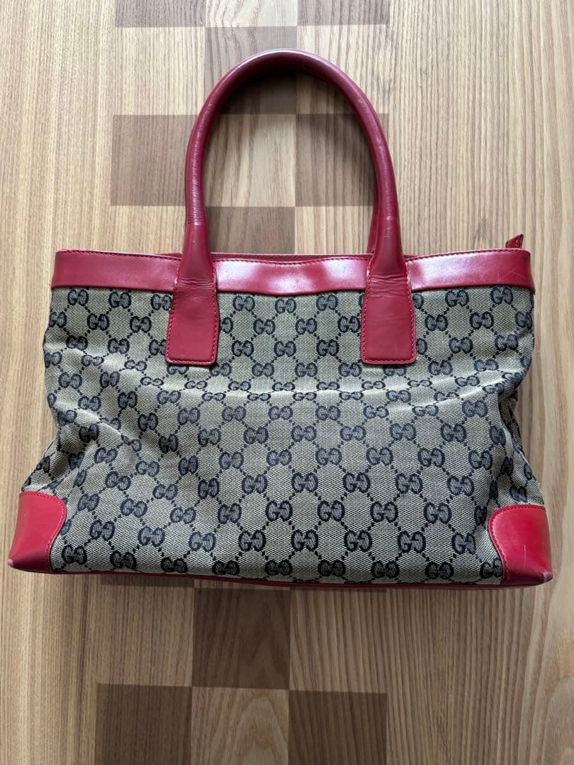 GUCCI グッチ GGキャンバス レザー トートバッグ 赤　002 1119