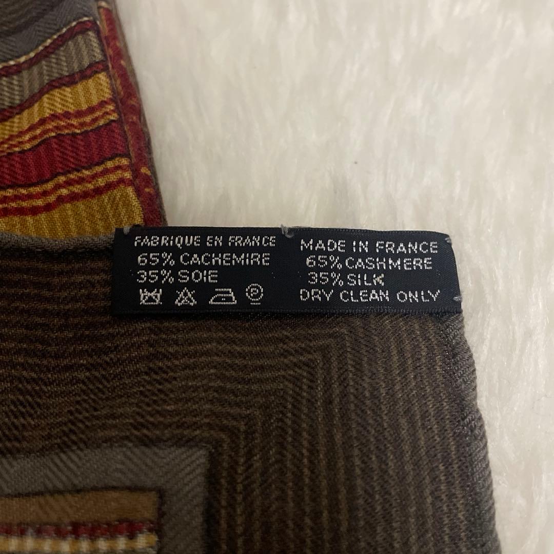 美品　HERMES カシシル　カレ140 カシミヤシルク大判スカーフ　マフラー