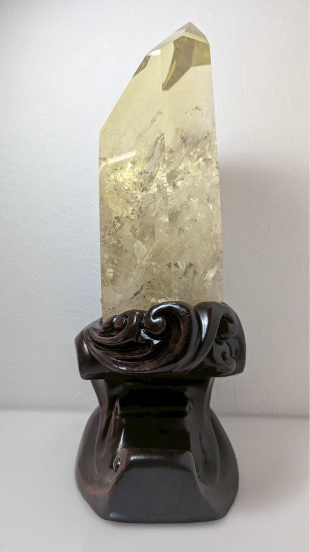 【高品質】特大　シトリンポイント　透明感　虹あり