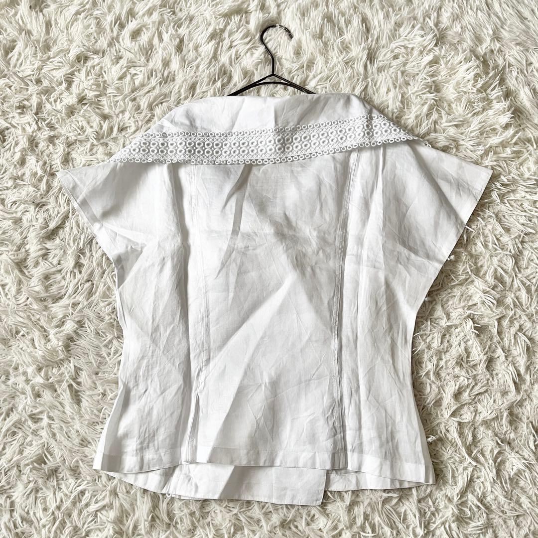 美品 Christian Dior ディオール リネン セーラー ブラウス