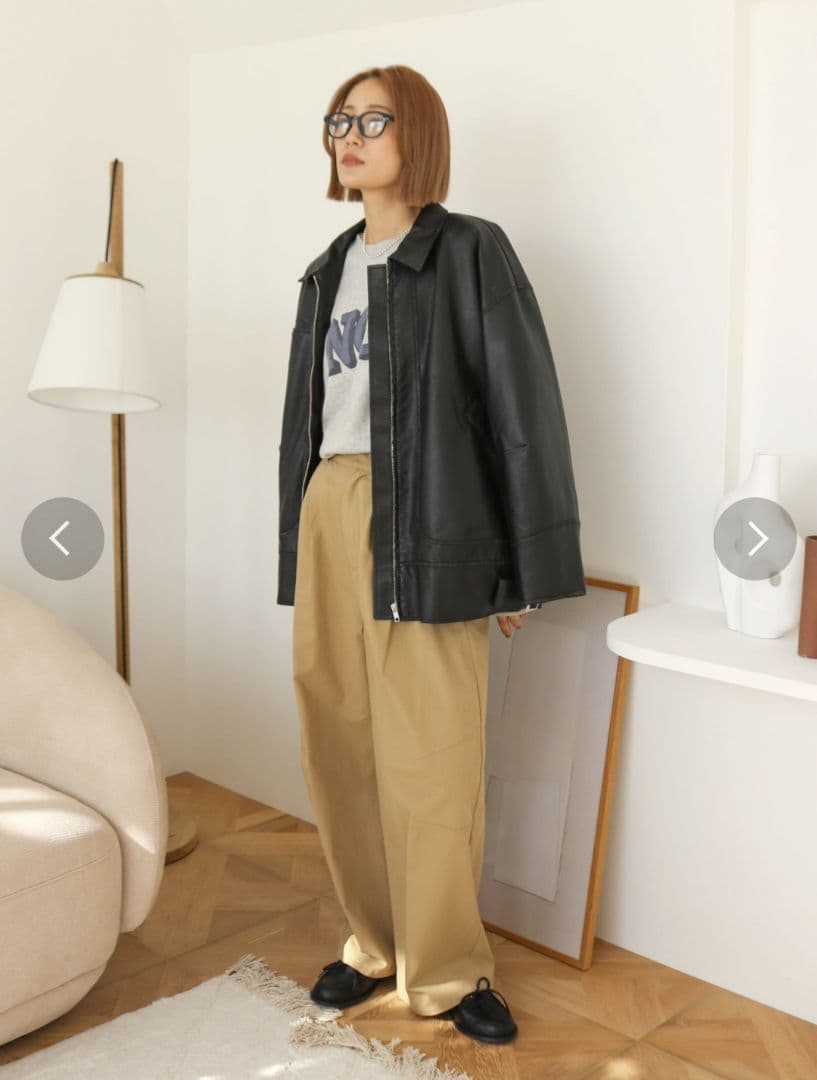 Ungrid アングリッド ヴィンテージフェイクレザーブルゾン ブラック