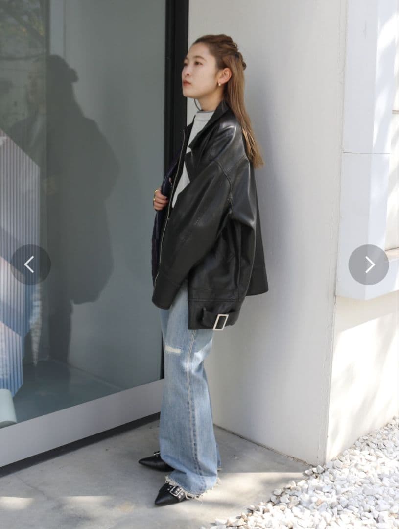 Ungrid アングリッド ヴィンテージフェイクレザーブルゾン ブラック