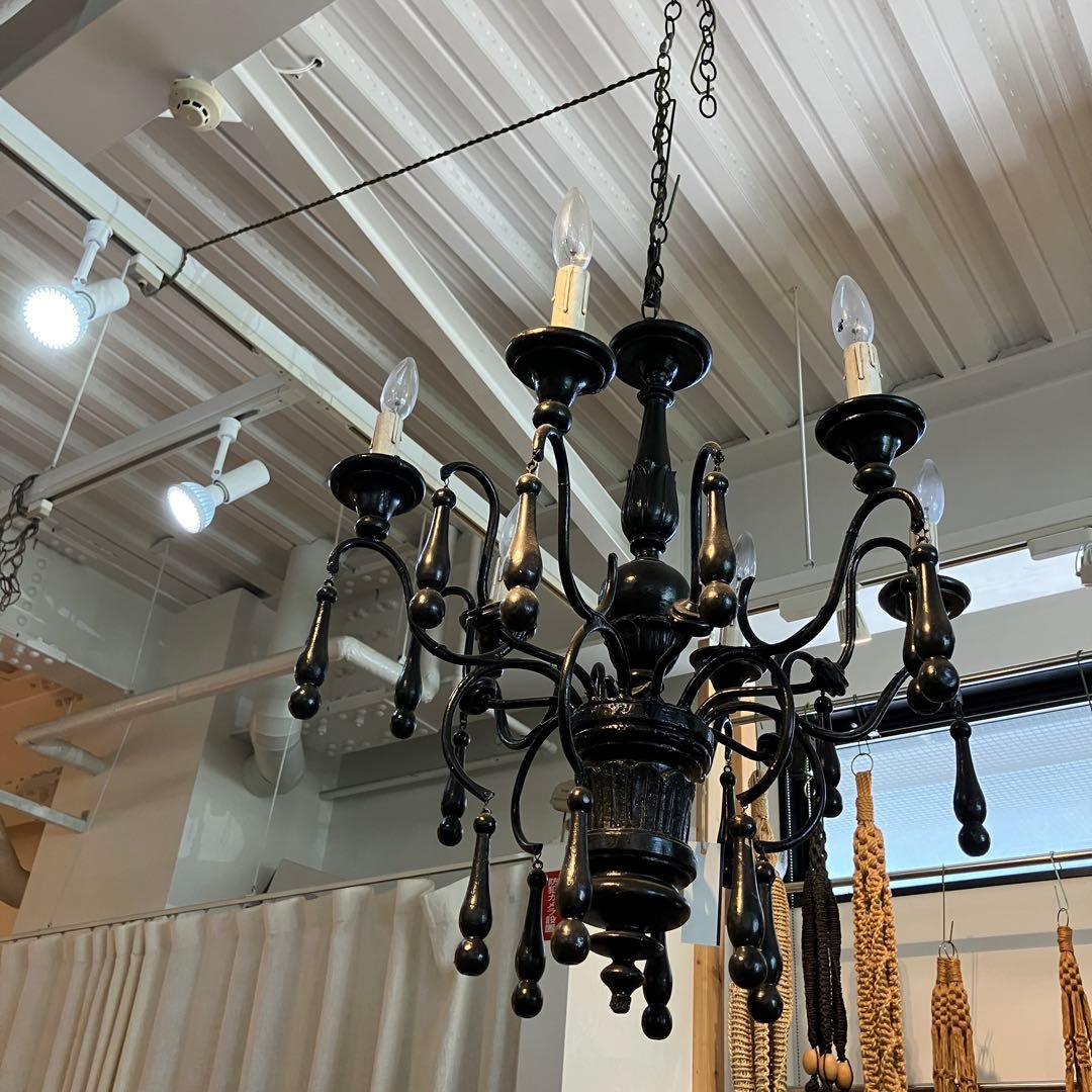 アンティーク　シャンデリア照明　ブラック　フランス