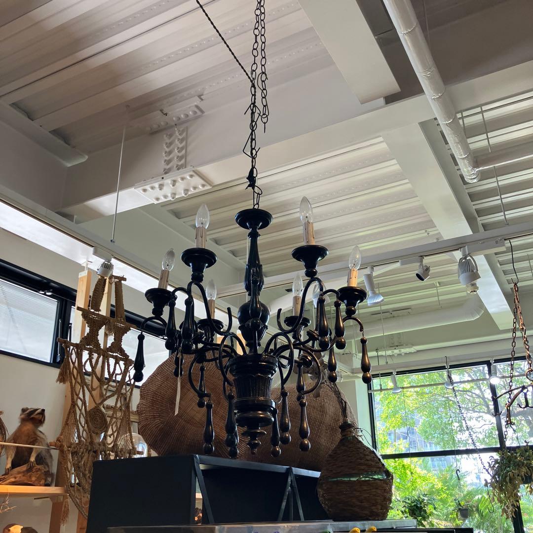 アンティーク　シャンデリア照明　ブラック　フランス
