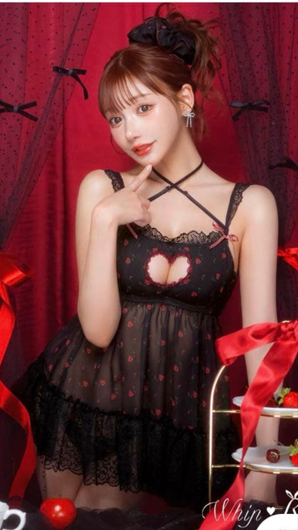 新品未使用♡明日花キララ♡チャーミングローズハートベビードールMサイズ完売品3点