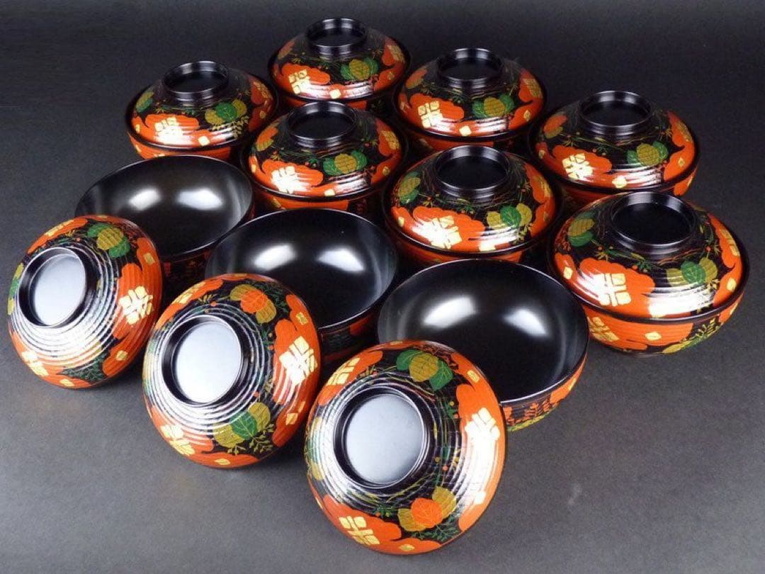 浄法寺蒔画煮物椀　拾　漆匠　春象　未使用　お茶事　仁和春象作　共箱　美品