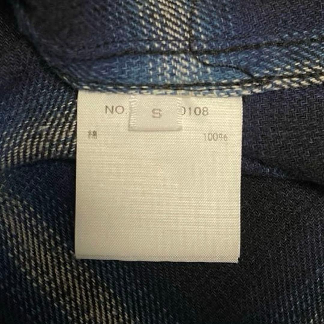 RHCロンハーマン ネイビー オンブレ シャドー チェックネルシャツ