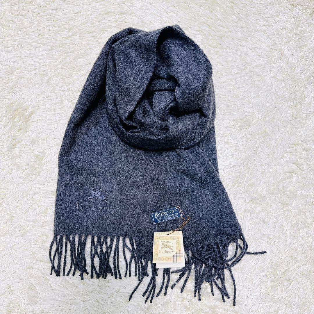 新品タグ付き　バーバリー（Burberrys）カシミヤ100％　マフラー　グレー