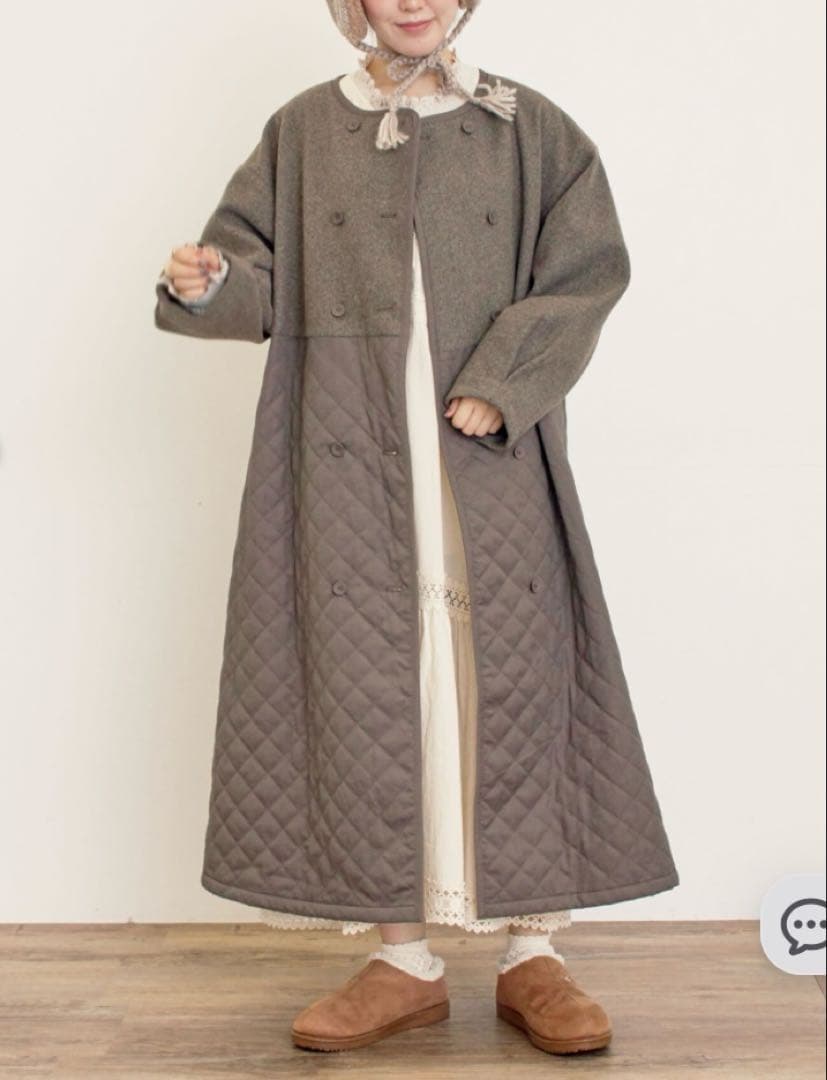 新品★サマンサモスモス★メルトン切替キルティングコート★ブラウン