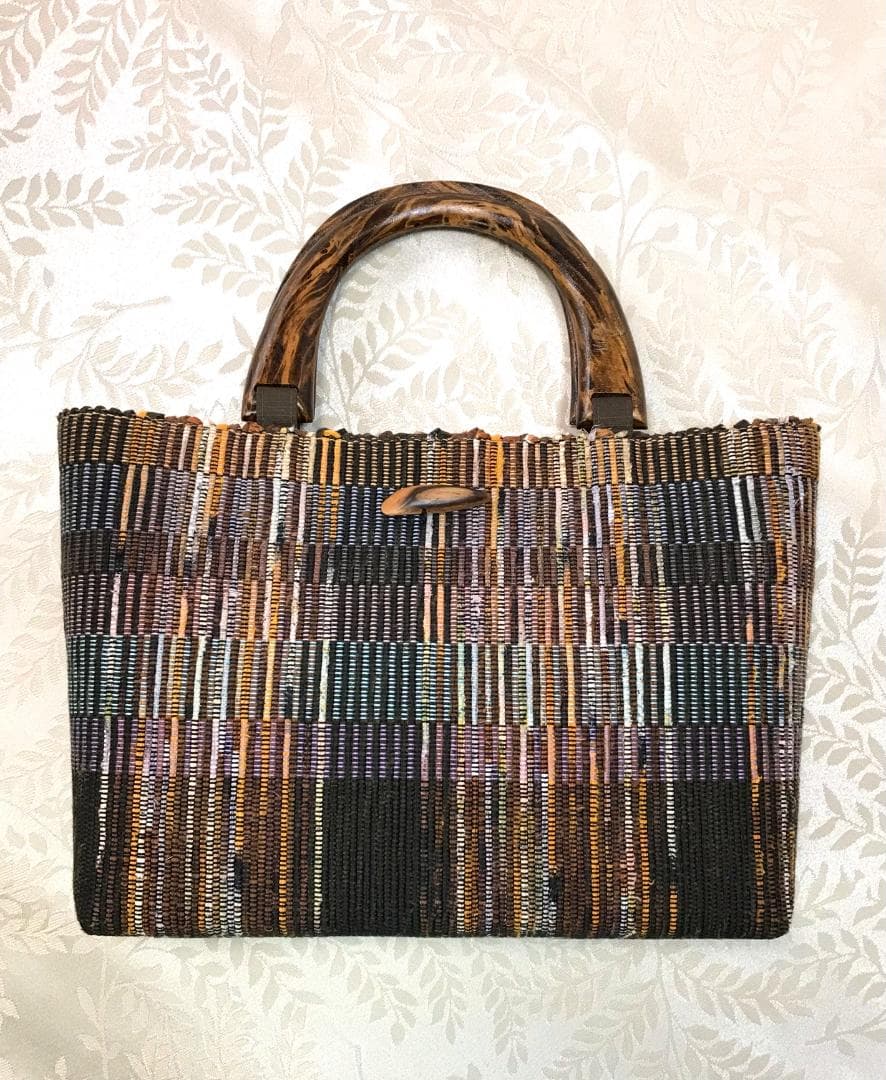 裂き織りのバッグ（焦げ茶）