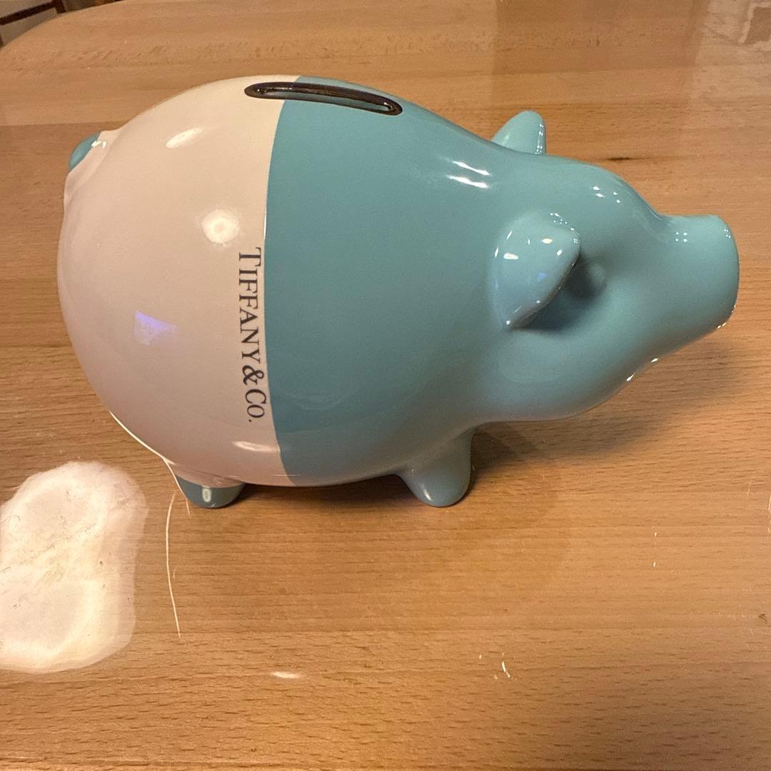Tiffany & Co. 豚型貯金箱 ブルー/ホワイト