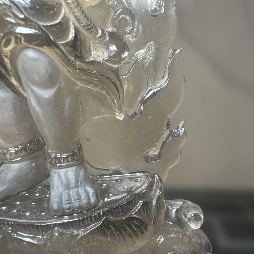 【唯一無二】不動明王 スモーキークォーツ像 台座　23.5cm