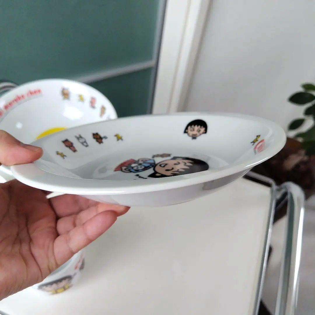 未使用極美品！1990年製 ちびまる子ちゃん 陶器製食器 レトロ 4点セット