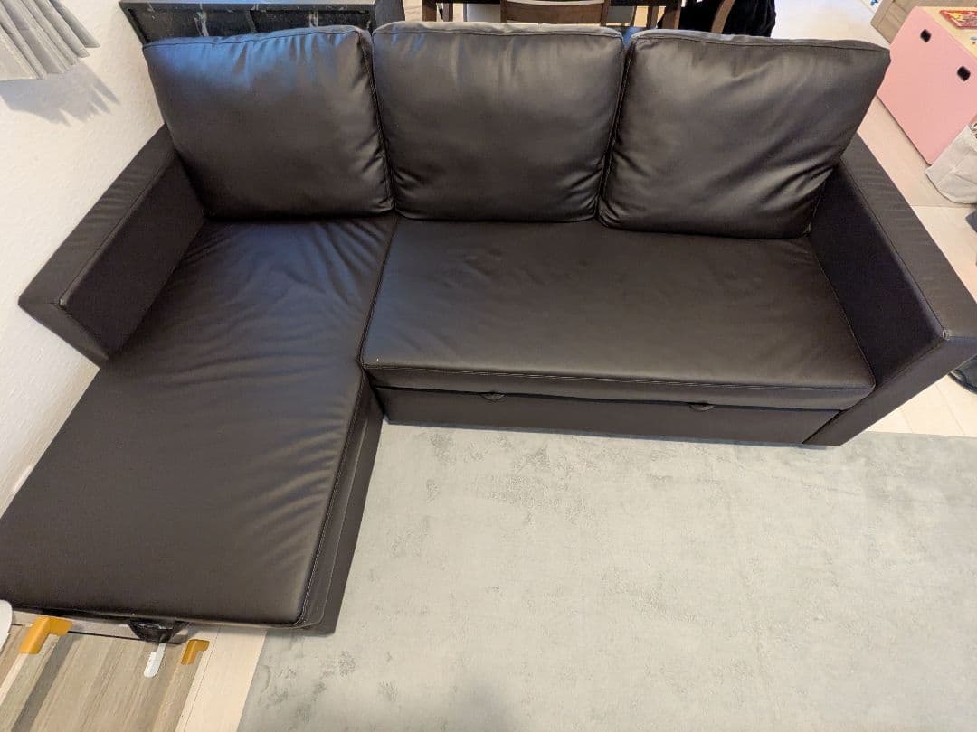 【美品】ニトリ カウチソファ ソファベッド L字型ソファ 引き出し付き