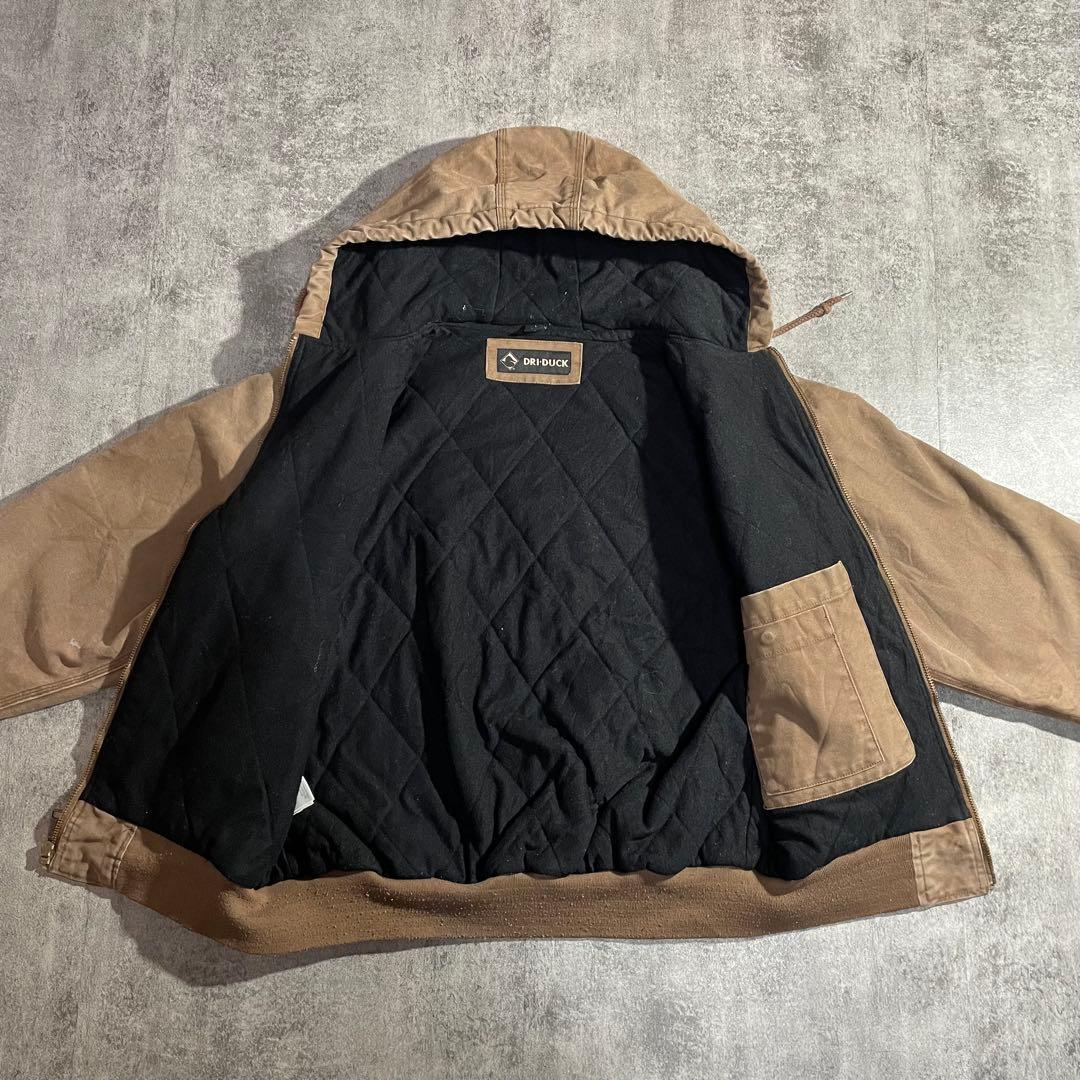 90-00sUSA古着アクティブジャケットダック生地キャラメル色Lサイズフェード