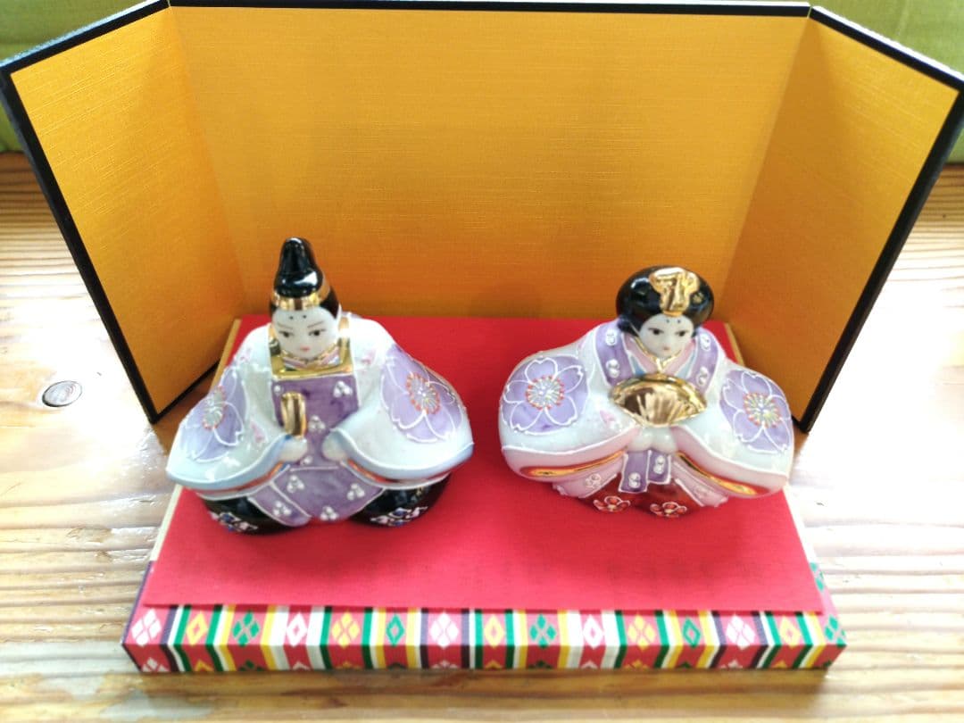 【再値下げ】新品　九谷焼　３号雛人形　花むらさき　ひな祭り