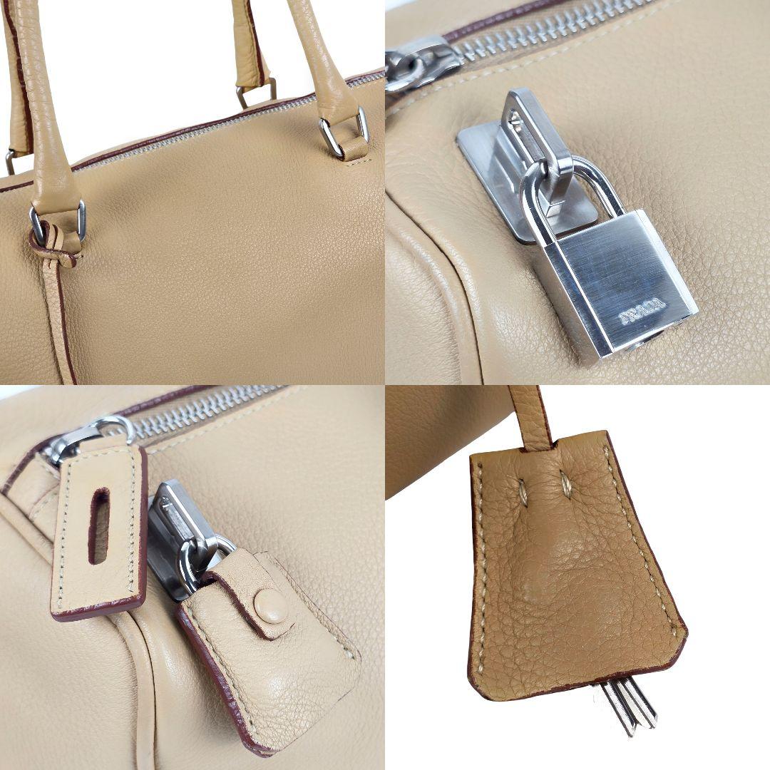 美品 プラダ PRADA ロゴ レザー ミニ ボストンバッグ ハンドバッグ