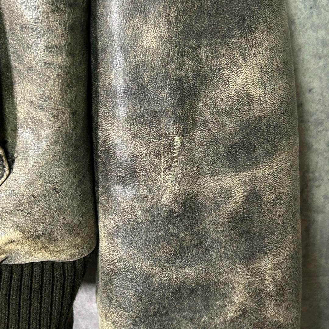 鬼フェード 本革 A2 レザージャケット 刺繍 ヴィンテージ