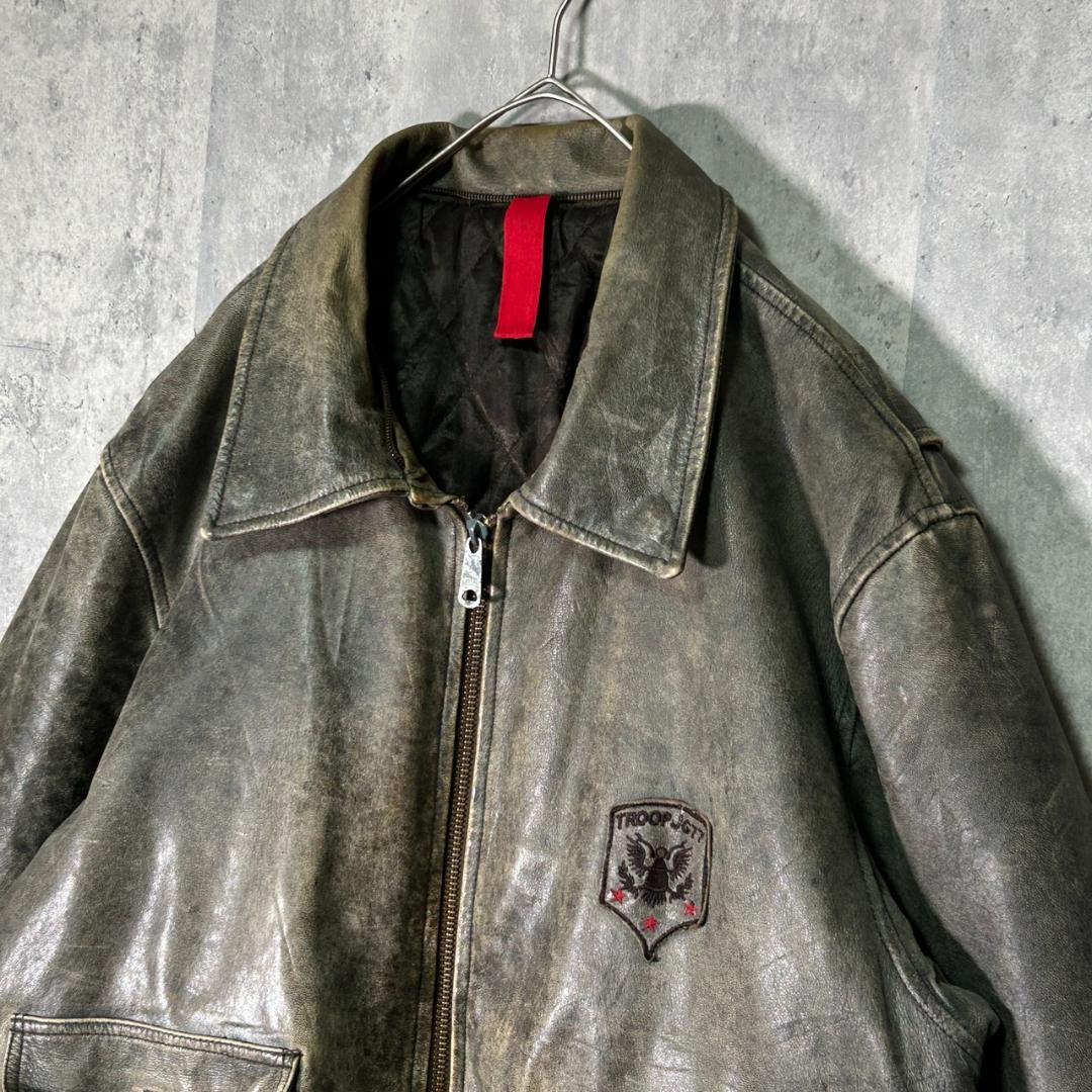 鬼フェード 本革 A2 レザージャケット 刺繍 ヴィンテージ