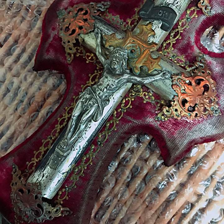 十字架,イエスキリスト,マリア,壁掛け,聖水盤,骨董品,呪物、呪物コレクション