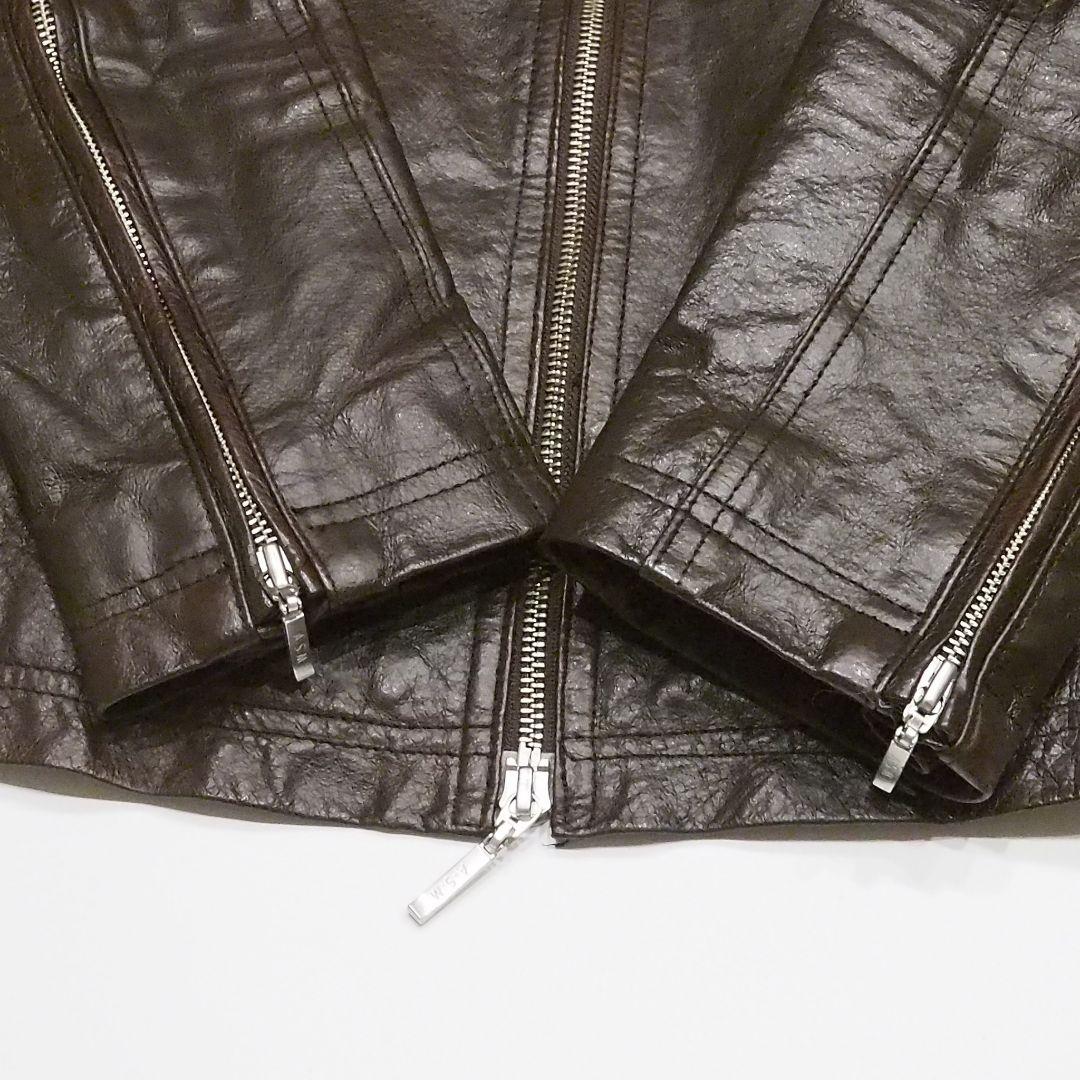 A.S.M シングルライダースジャケット 2way ファー付き 本革 48