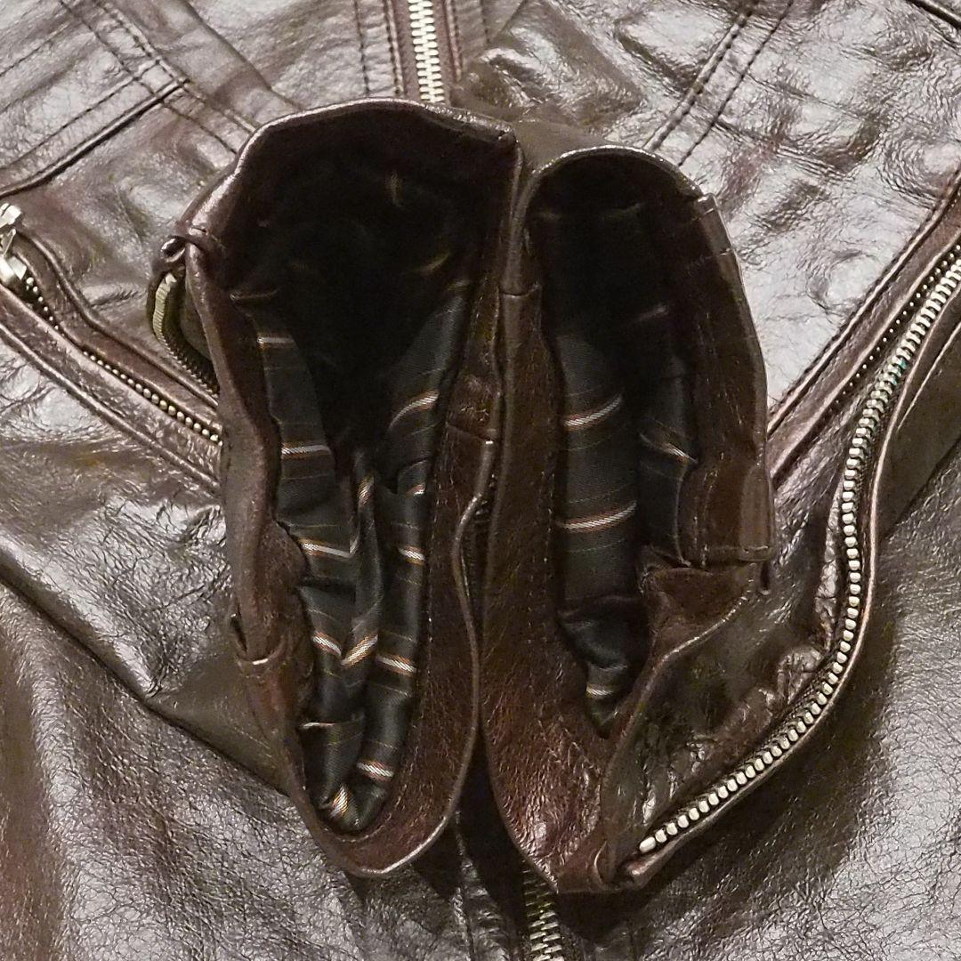 A.S.M シングルライダースジャケット 2way ファー付き 本革 48