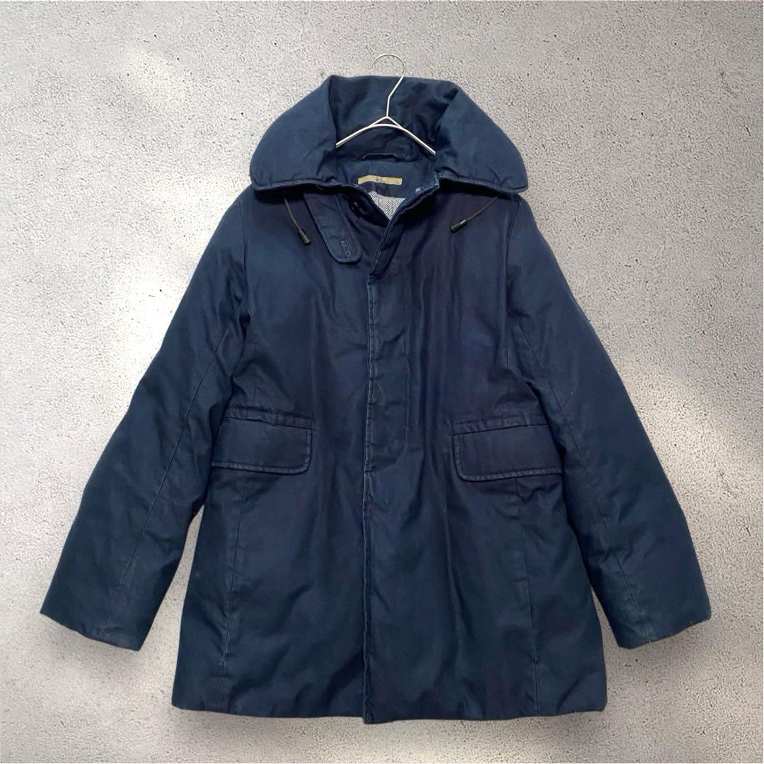 希少✨45R インディゴ染　ダウンジャケット　モッズコート　ネイビー　紺
