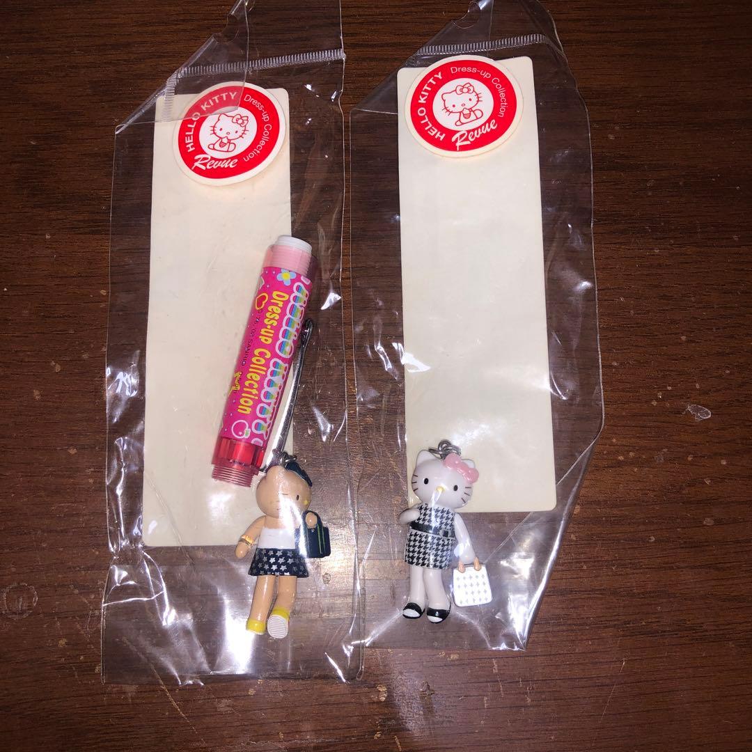 ［専用］足長キティ　ボールペン　マスコット　ストラップ　千鳥柄ワンピース　ギャル