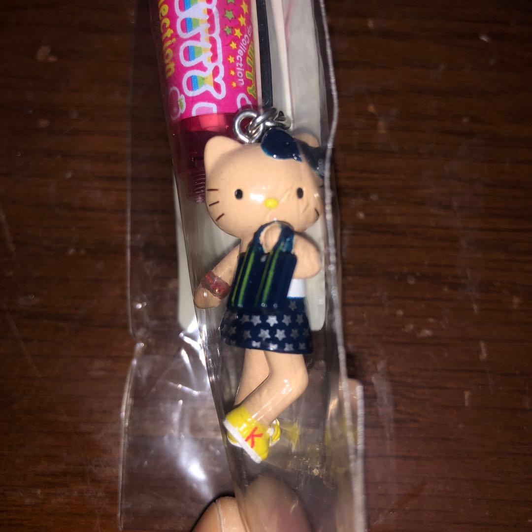 ［専用］足長キティ　ボールペン　マスコット　ストラップ　千鳥柄ワンピース　ギャル