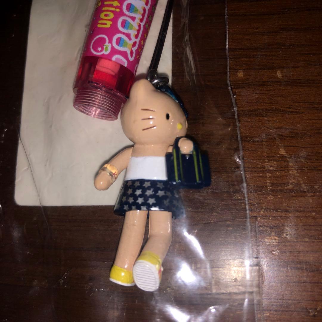 ［専用］足長キティ　ボールペン　マスコット　ストラップ　千鳥柄ワンピース　ギャル