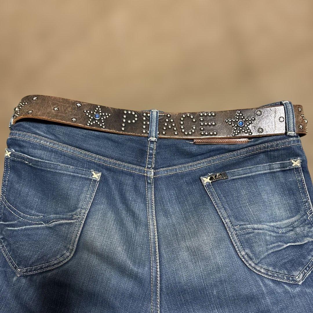 36inch HTC レザースタッズベルト　茶芯