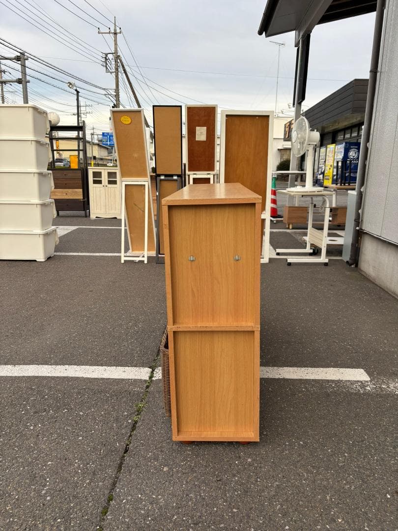 スタッキングシェルフ ラタン角型バスケット3個付き