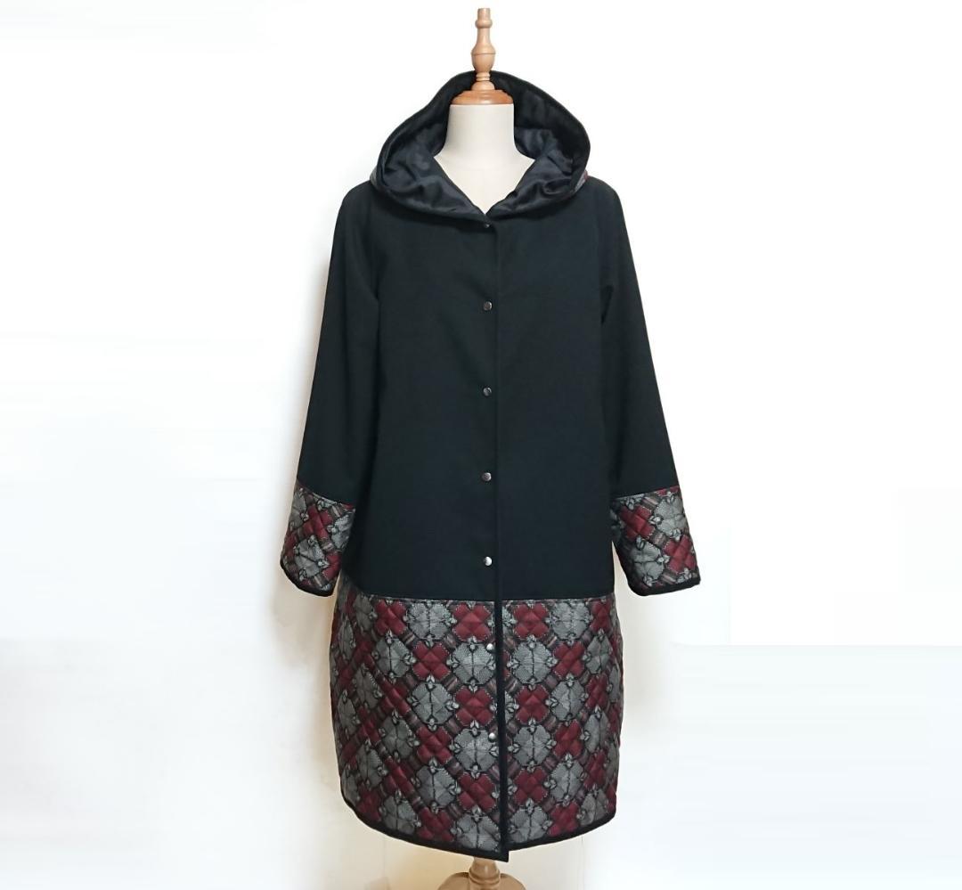 着物リメイク キルティングコンビ/ラグランコート【5139】