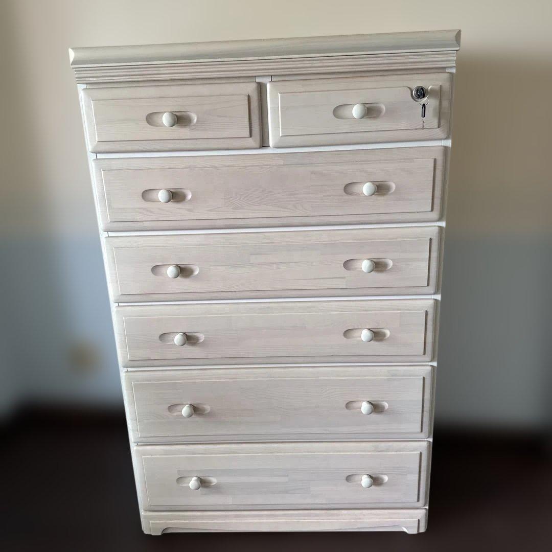 ロック付きライトウッドチェスト 7段