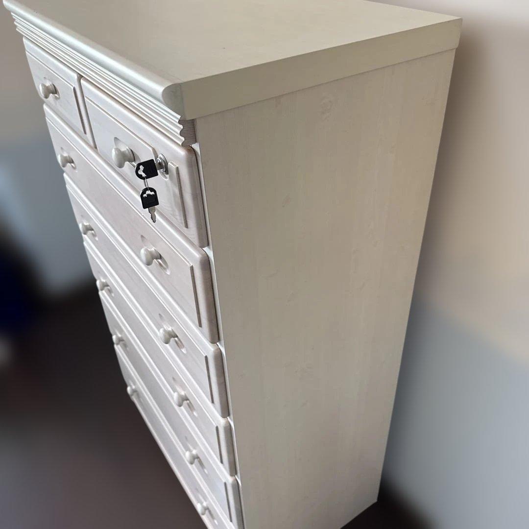 ロック付きライトウッドチェスト 7段