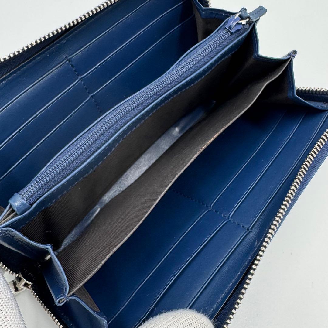 GUCCI グッチ ディアマンテ レザー ラウンド ジップ 長財布 ネイビー