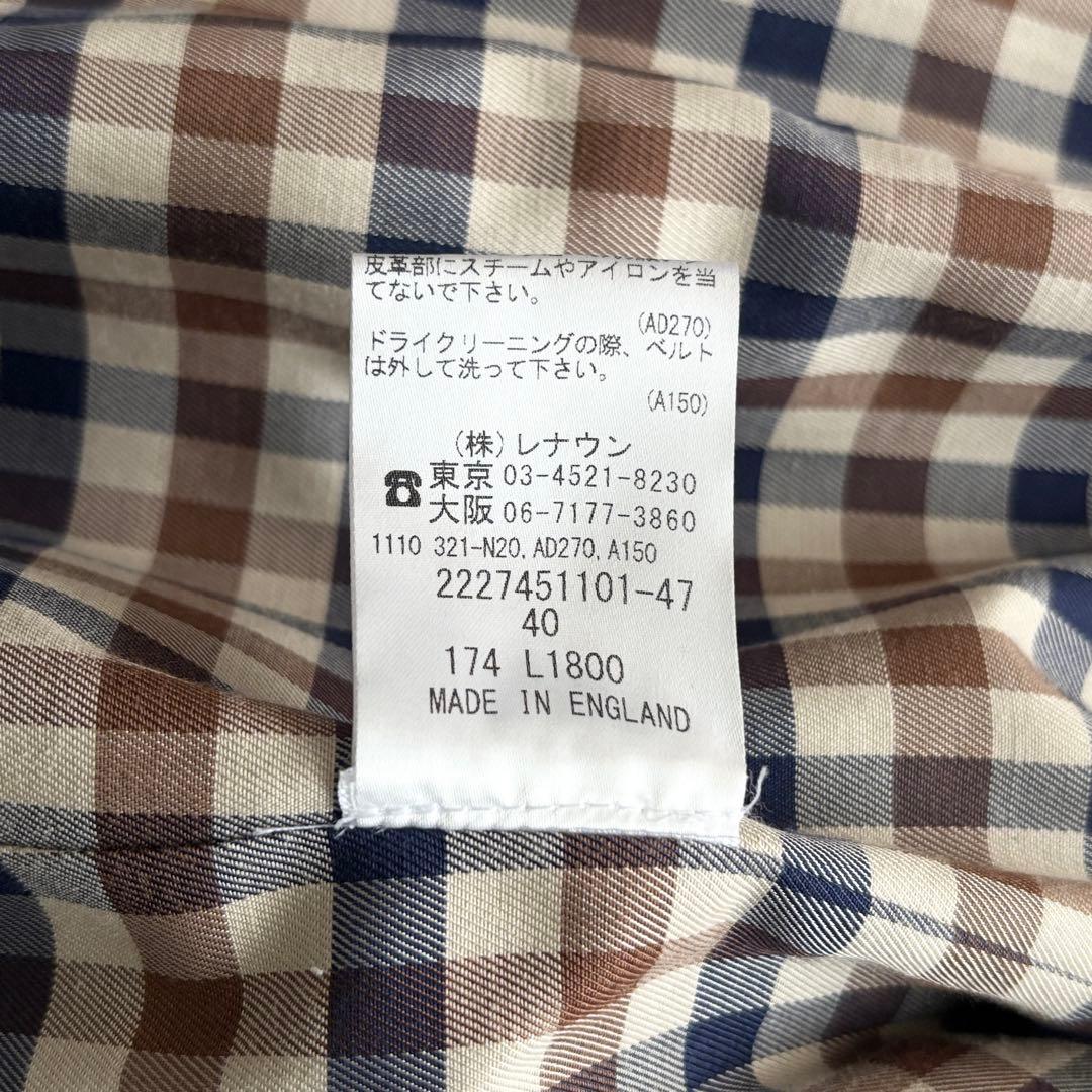 極美品 アクアスキュータム トレンチコート キングスゲート カーキ 40 XL