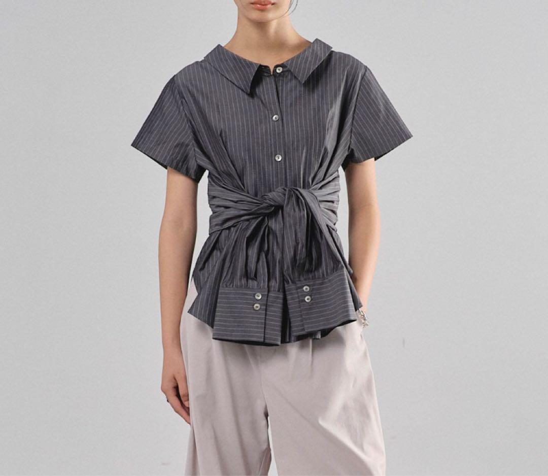 UNITED TOKYO ウエストタイシャツ　ストライプ柄半袖シャツ