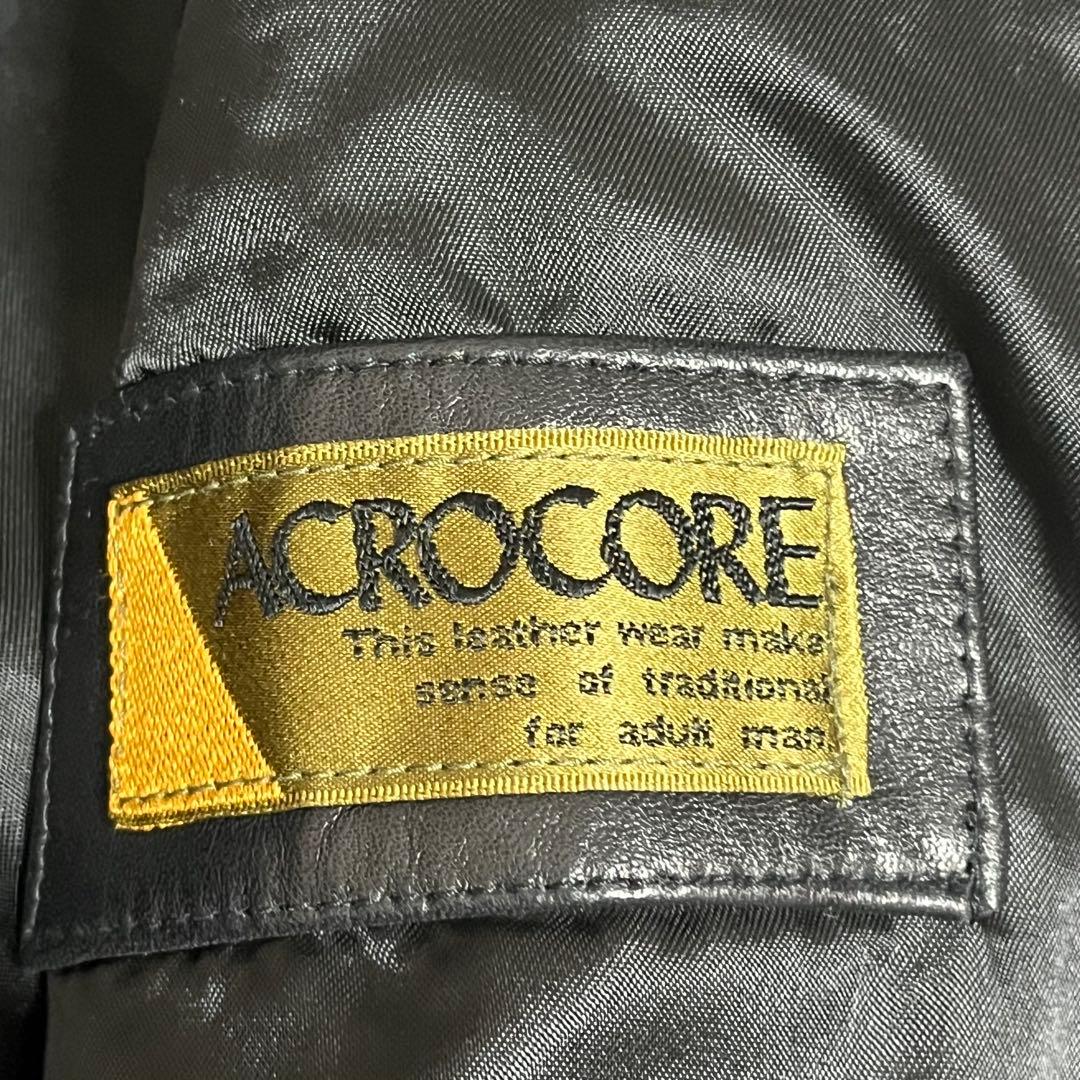 ACROCORE　カウレザーロングトレンチコート　牛革　ベルト付き　黒　L程