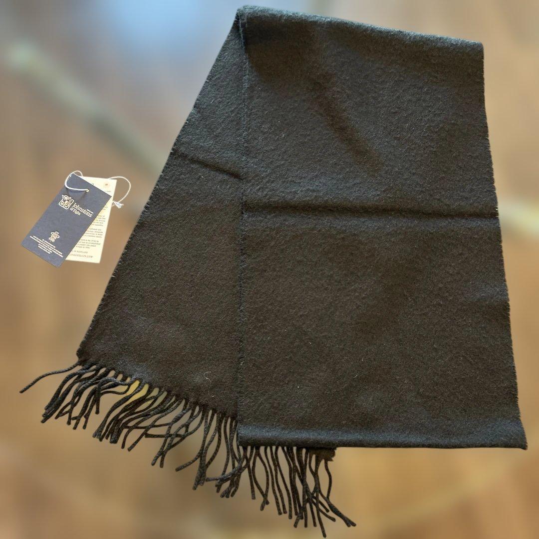 ★★Johnstons of Elgin ブラック マフラー★★クリーニング済み