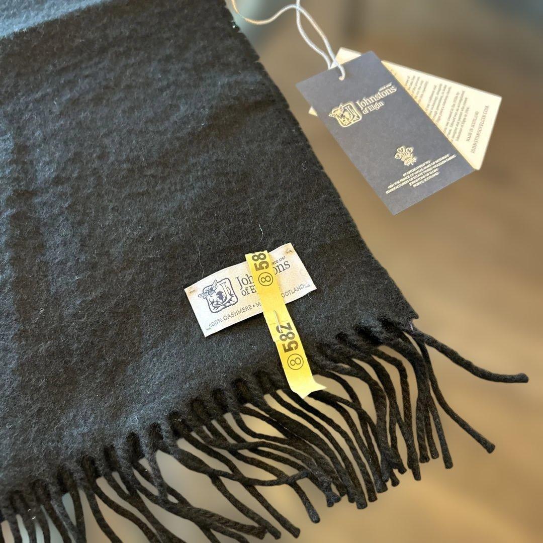 ★★Johnstons of Elgin ブラック マフラー★★クリーニング済み