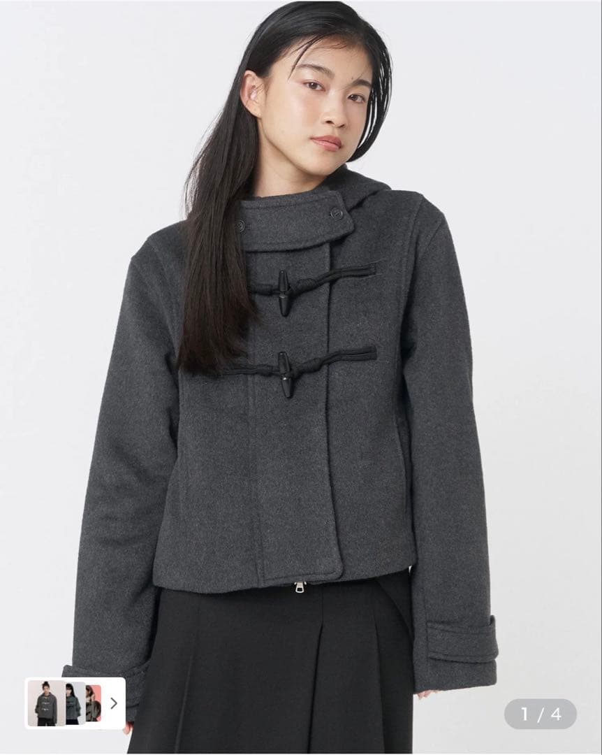 ダッフルフーディーショートコート