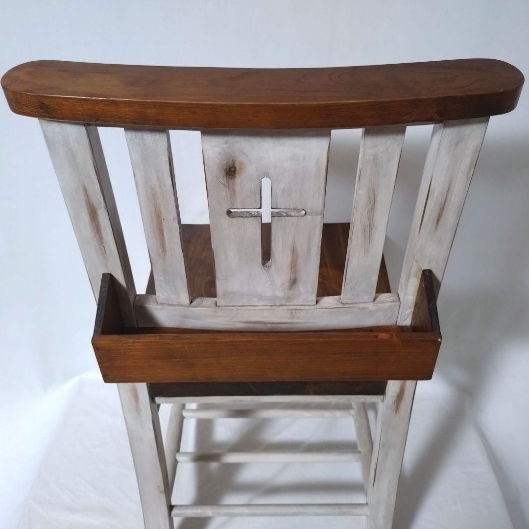 チャーチチェア　木製　アンティーク調　ヴィンテージ風　十字架　ダイニングチェア