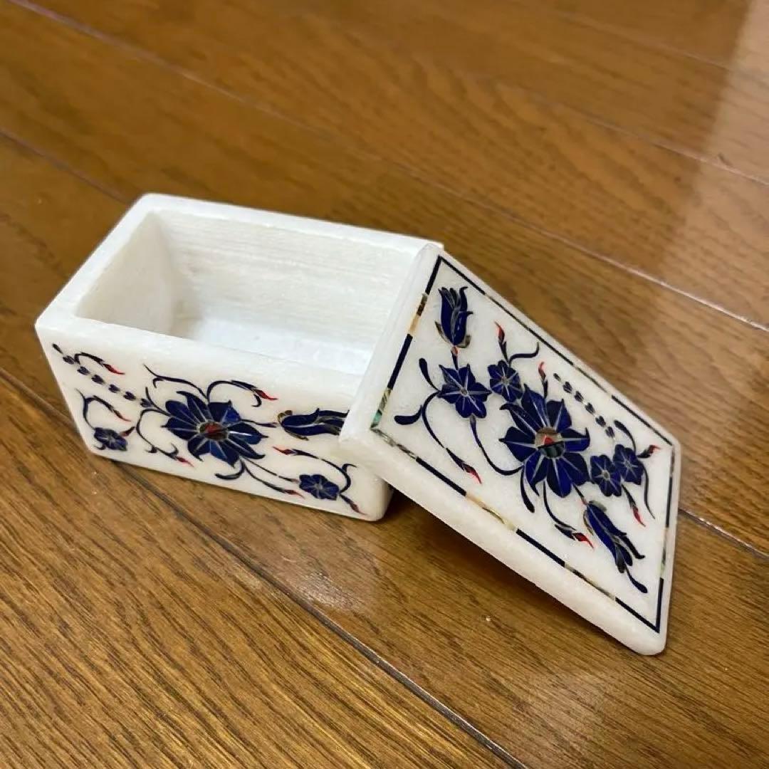 インド雑貨　大理石象嵌細工　小物入れ