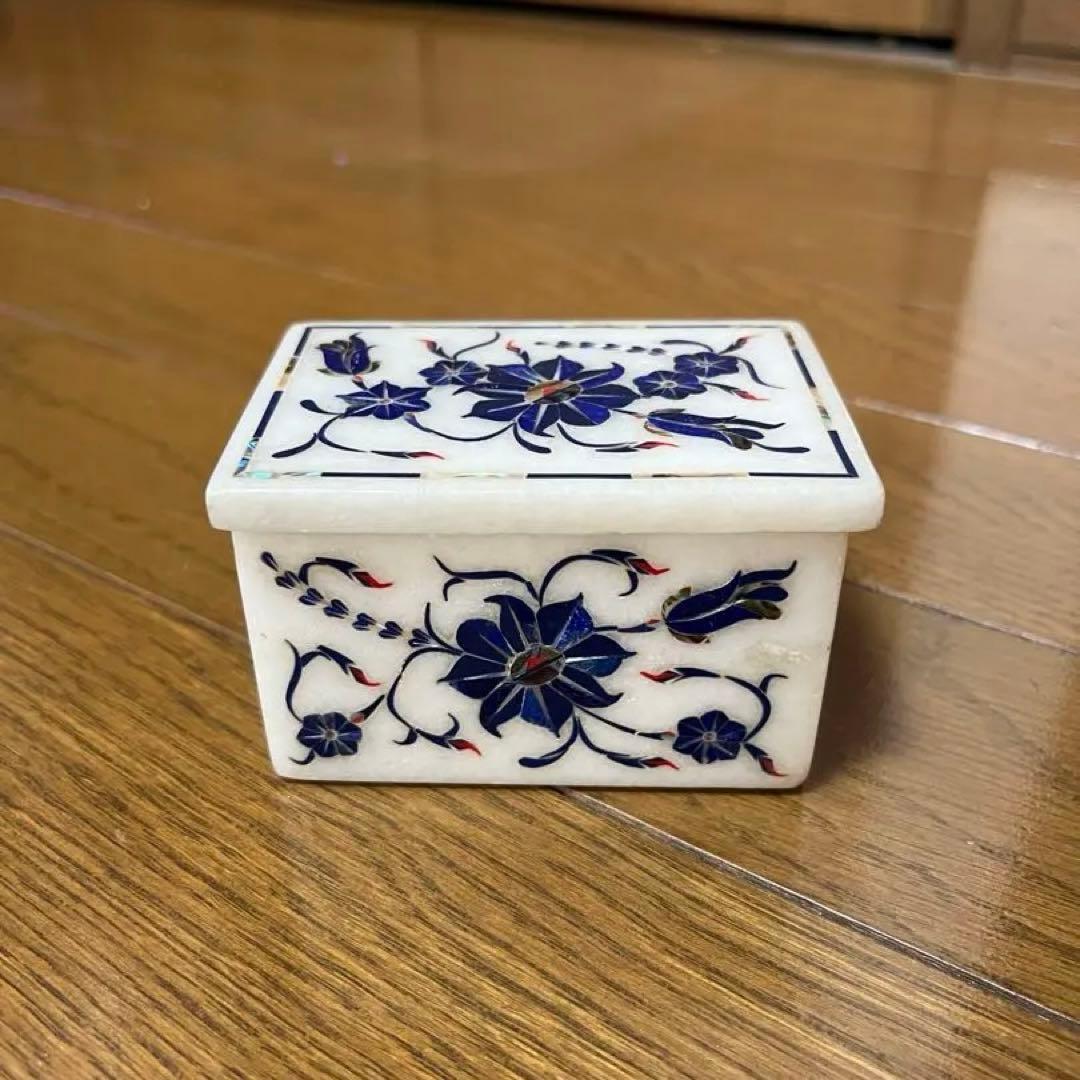 インド雑貨　大理石象嵌細工　小物入れ